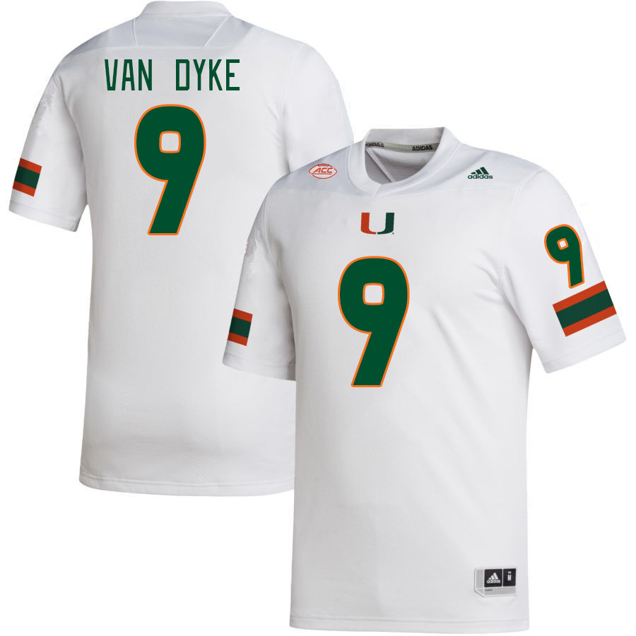 #9 Tyler Van Dyke Miami Hurricanes Jerseys Football Stitched-White